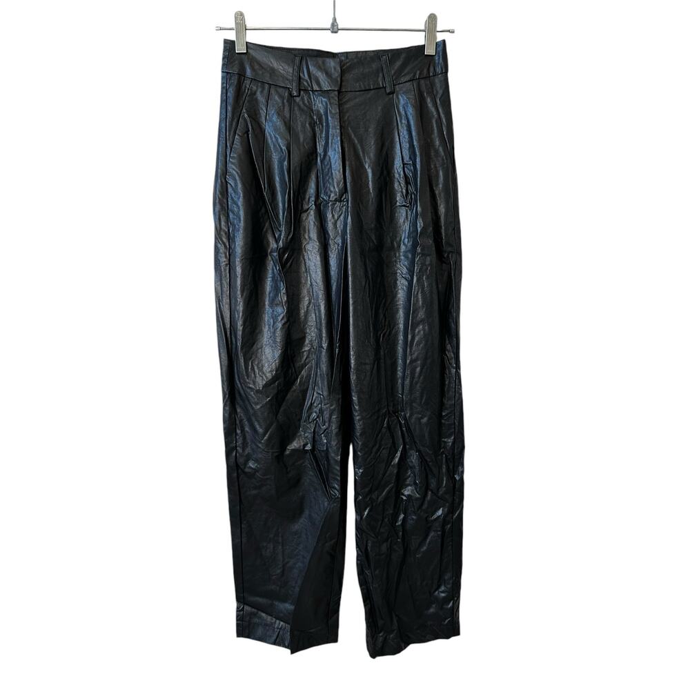 NSR Nordstrom New Women's Faux Leather High Rise Pants Black Size XS Grunge Punk